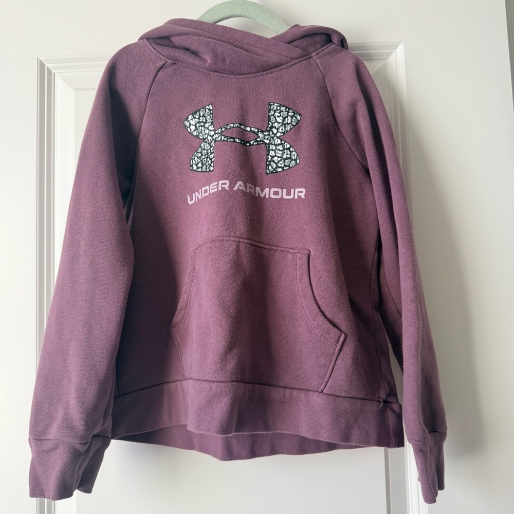 Under Armour Kids' Purple Hoodie with Big Pockets and A stylish Criss Cross Hood